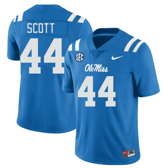 Ole Miss Rebels #44 Ali Scott College Football Jerseys Stitched Sale-Power Blue